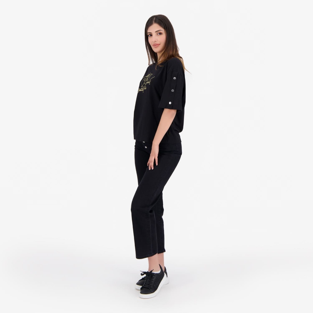 T-shirt femme manches courtes avec boutons pressions  فخار يكسر بعضو
