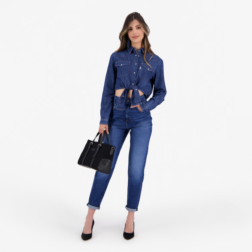 Chemise western cropped avec nœud
