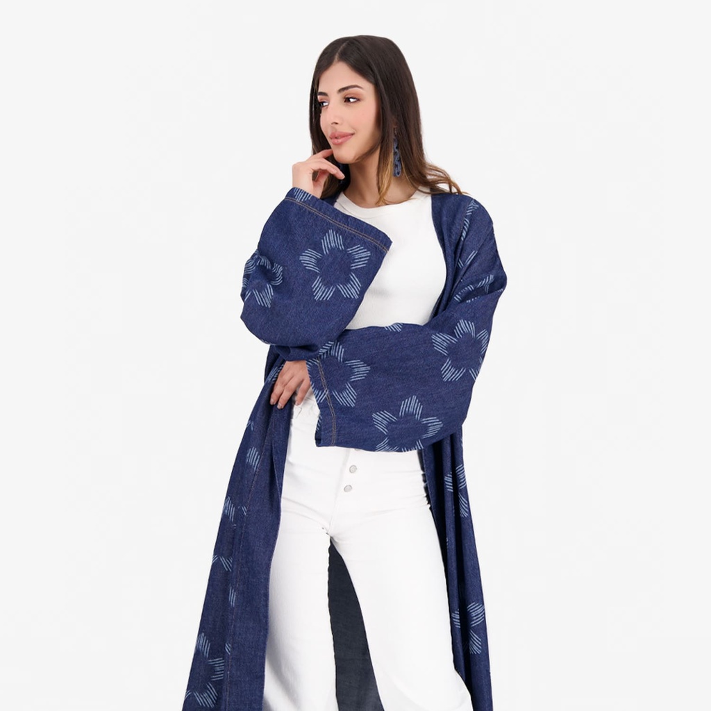 Kimono femme en jeans avec laser all over - KARAMA