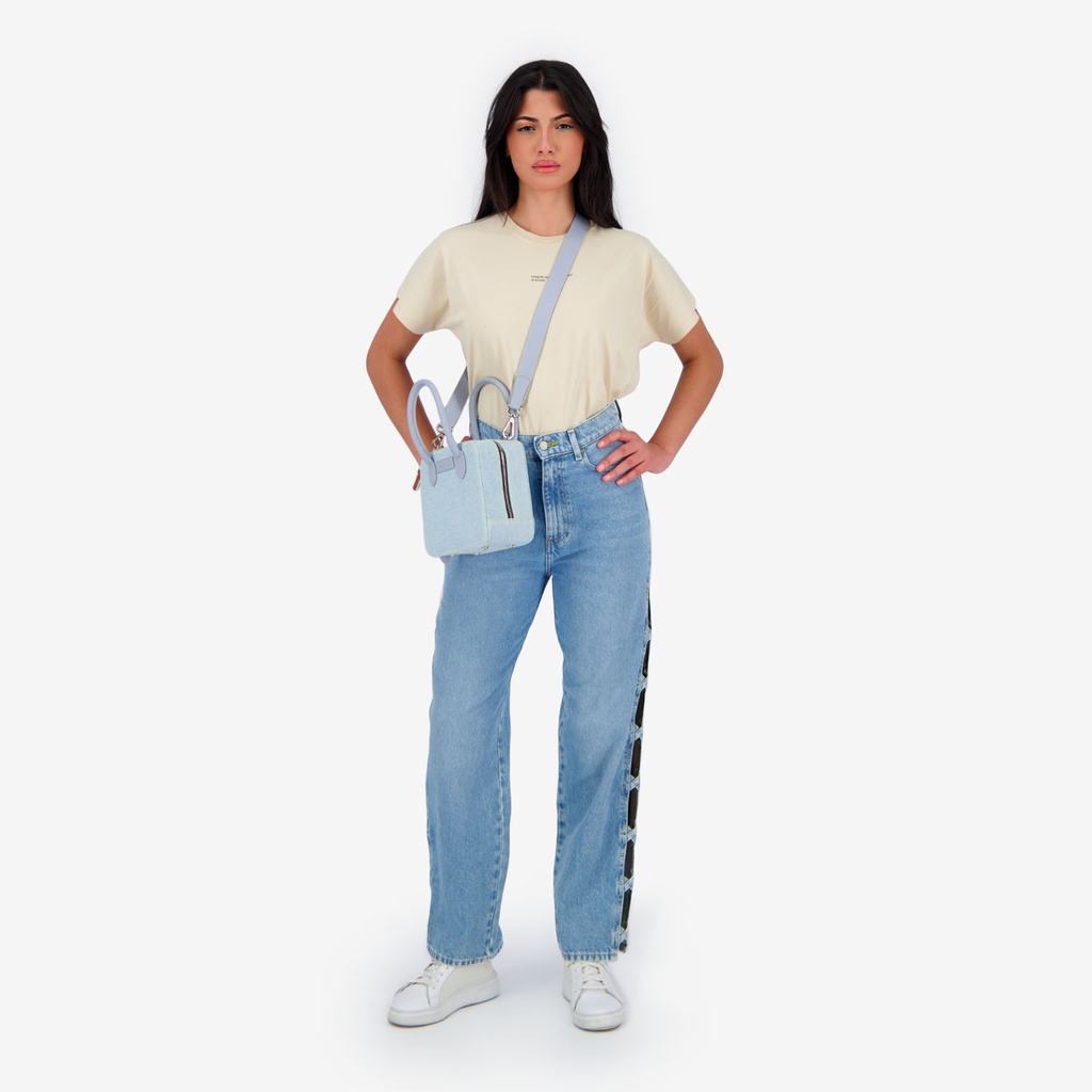 Ribcage femme avec passant croisée en jeans - RAYA 2.0