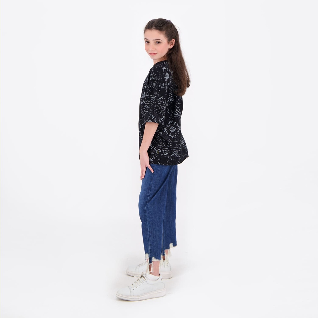 T-shirt oversized unisexe enfant manches courtes imprimé all over