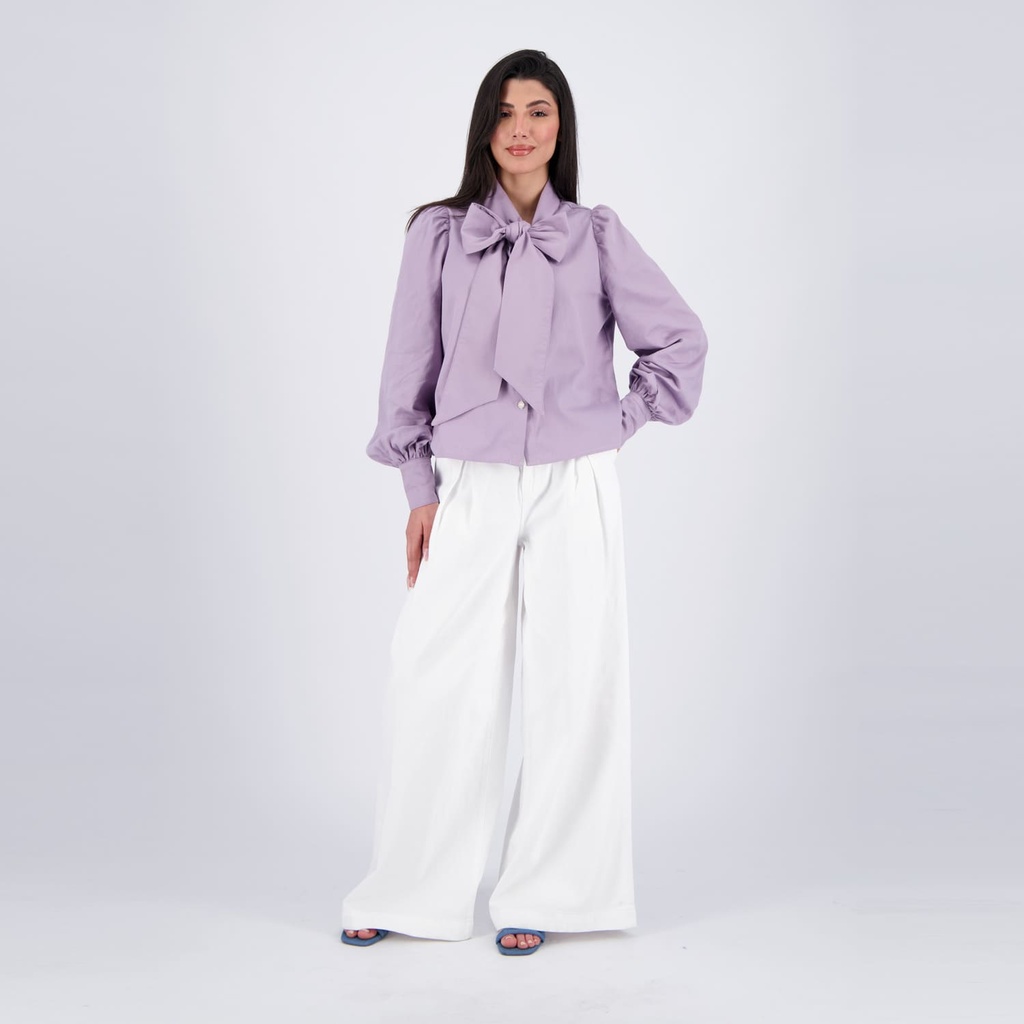 Chemise femme col cravate en chaine &amp; trame