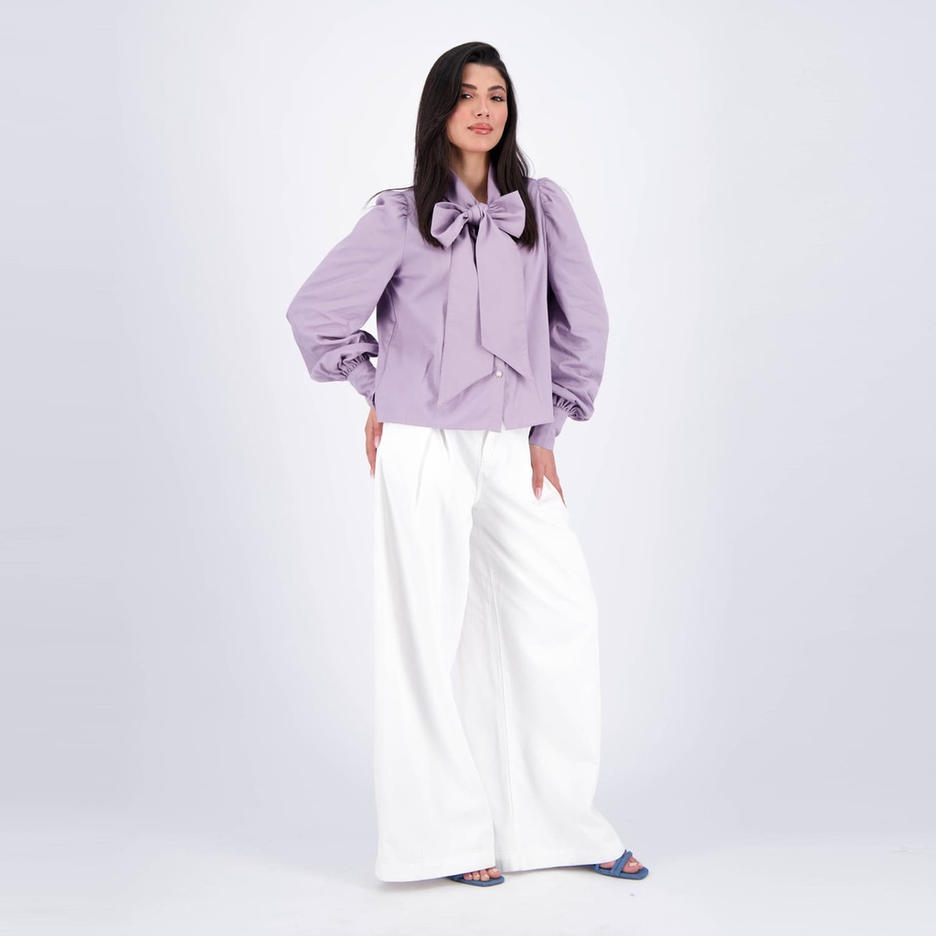 Chemise femme col cravate en chaine &amp; trame