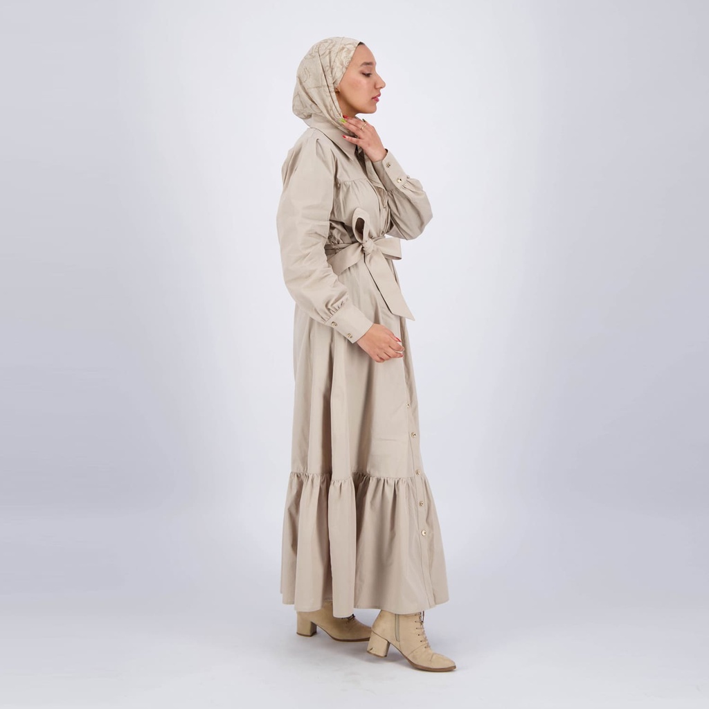 Robe maxi femme avec volant en bas en chaine &amp; trame