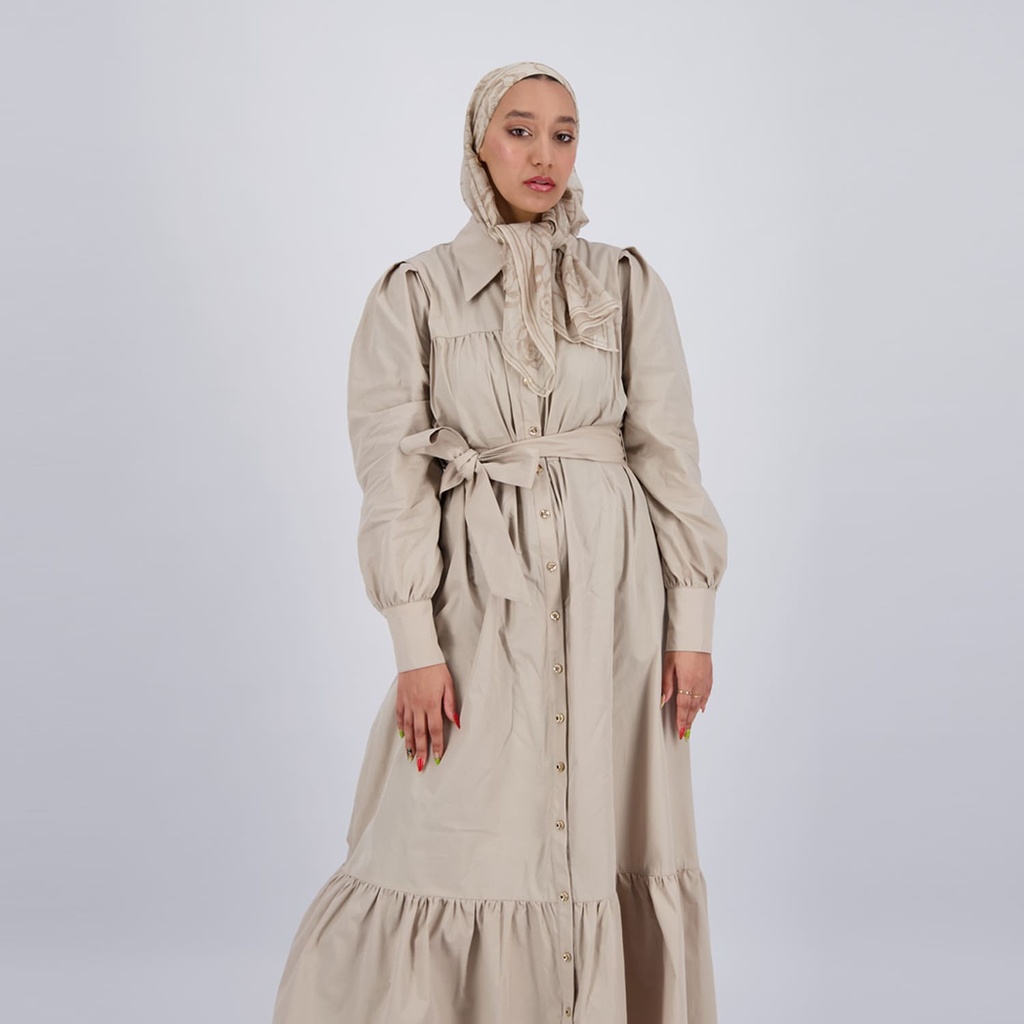Robe maxi femme avec volant en bas en chaine &amp; trame