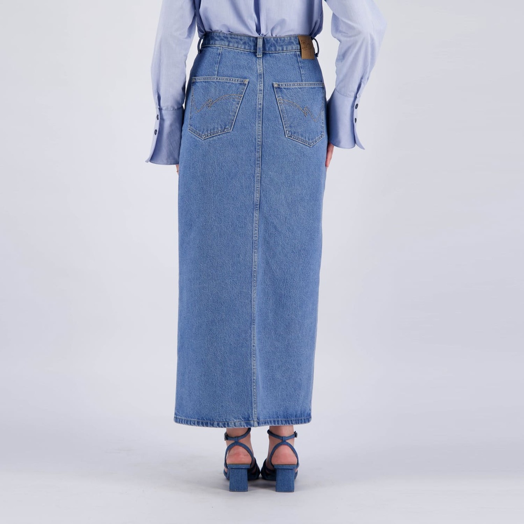 Jupe maxi femme boutonnée en jeans  - MAYAR