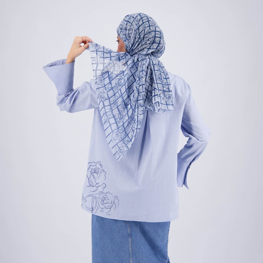 Foulard Flament &amp; fleur Bleu