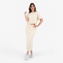 Jupe midi femme avec bande à la taille croisée