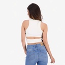 Top côtelé femme avec cut-out dos
