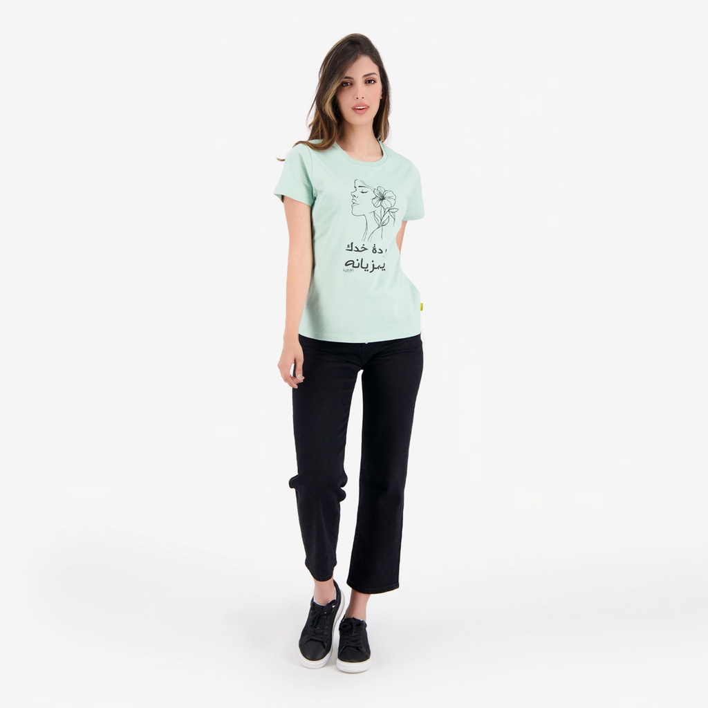 T-shirt femme manches courtes  وردة خدك يا مزيانه