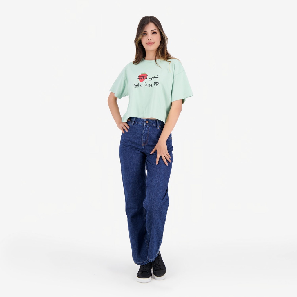 T-shirt sur taille femme manches courtes  شبي FRAISE MAL A L'AISE ??