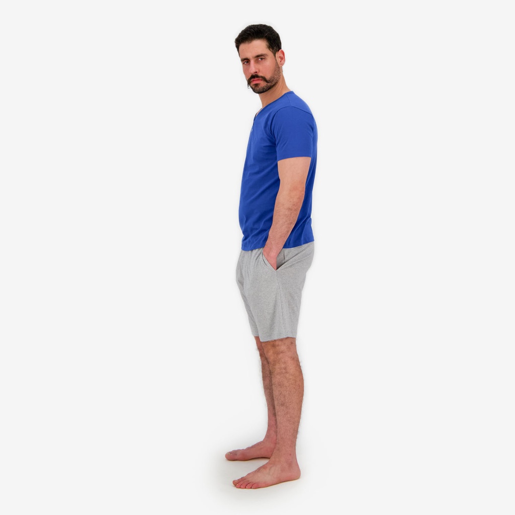 Ensemble homme manches courtes col tunisien avec broderie