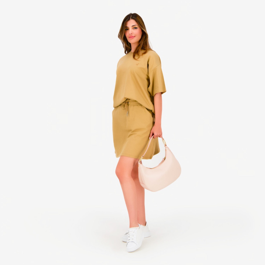Sweat oversized femme manches courtes avec broderie