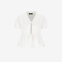 Blouse femme manches bouffantes avec noeuds sur le devant-TASNIM