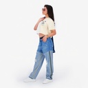 Upcycling t-shirt crop femme manches courtes POSTCARD &amp; WARNING VERSION 1