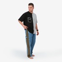 Upcycling t-shirt oversized homme manches courtes CROQUIS POCHE &amp; الري VERSION 1