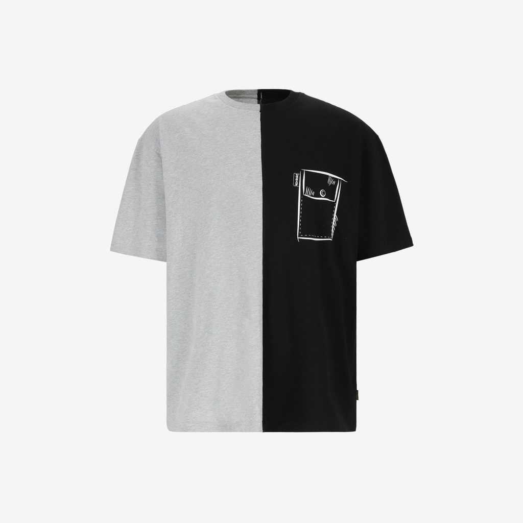 Upcycling t-shirt oversized homme manches courtes CROQUIS POCHE &amp; الري VERSION 1