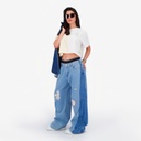 Upcycling baggy jeans femme bi-couleur