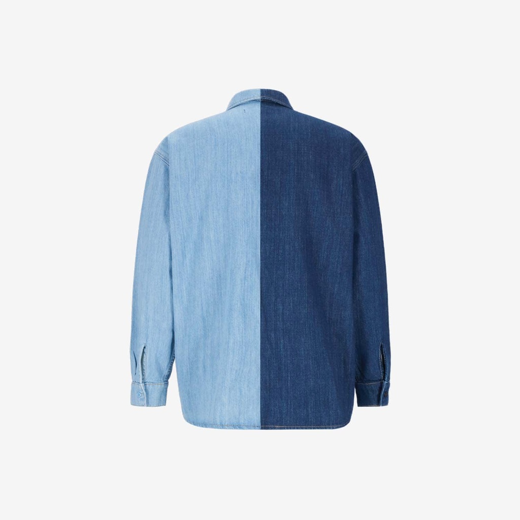 Upcycling chemise workwear homme en jeans bi-couleur - WAAD V1