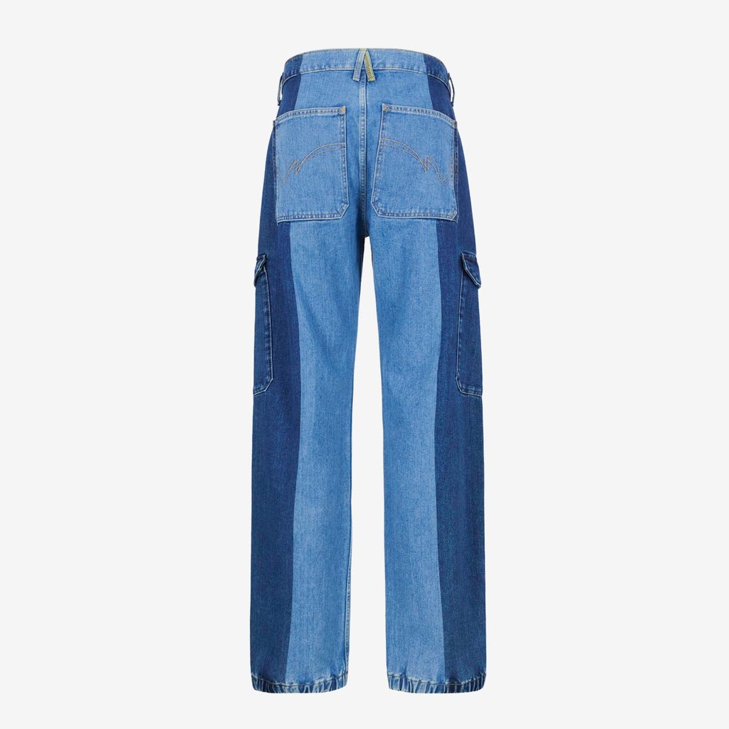 Upcycling cargo homme en jeans bi-couleur - KAMIL 2.0