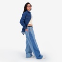 Upcycling chemise oversized femme en jeans bi-couleur - SHER V2