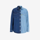 Upcycling chemise oversized femme en jeans bi-couleur - SHER V2