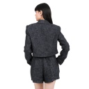 Blazer crop femme en tweed