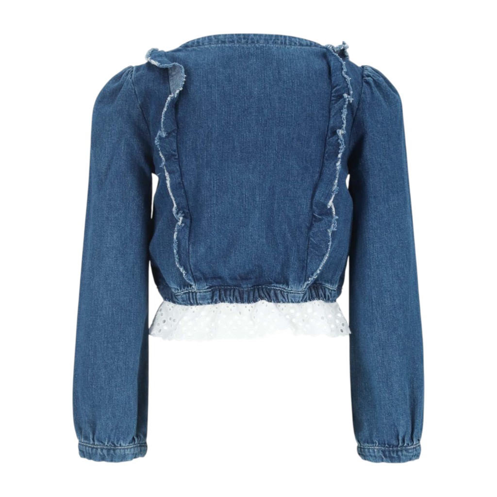 Blouse fille boutonnée avec volant