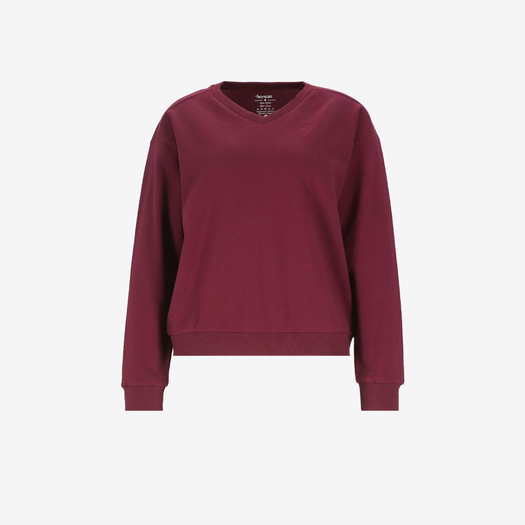 Sweat femme col V avec broderie