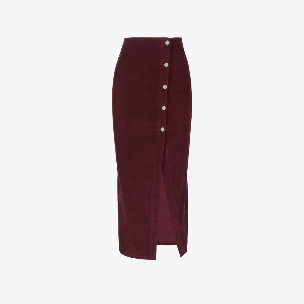 Jupe midi femme boutonnée en velours SOULEF