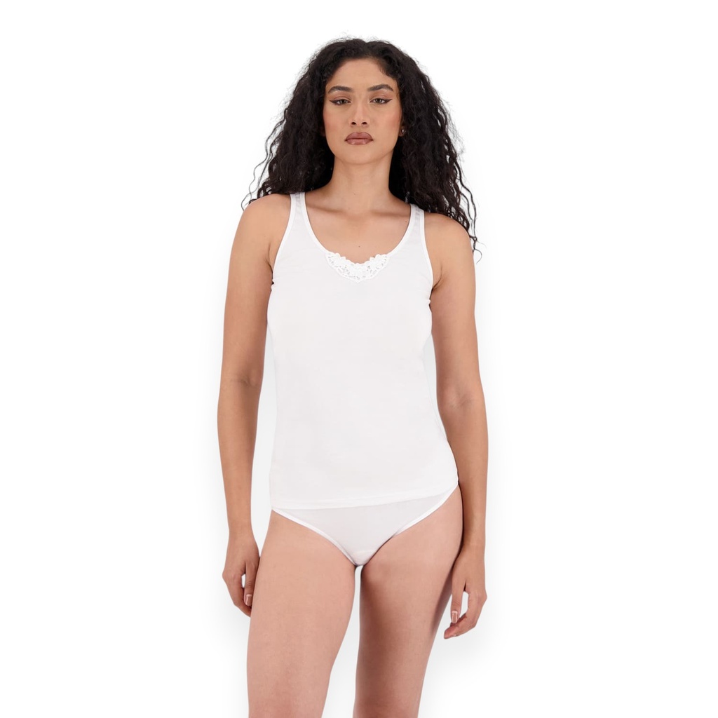 Débardeur femme en coton bio détail dentelle