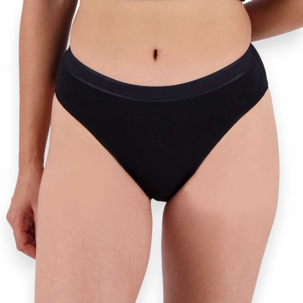 Lot de 3 Slips taille haute femme bords elastique large en coton stretch