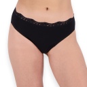 Lot de 2 Slips taille haute femme bords dentelle en coton stretch