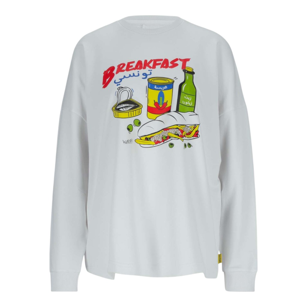 Sweat femme oversized   breakfastتونسي