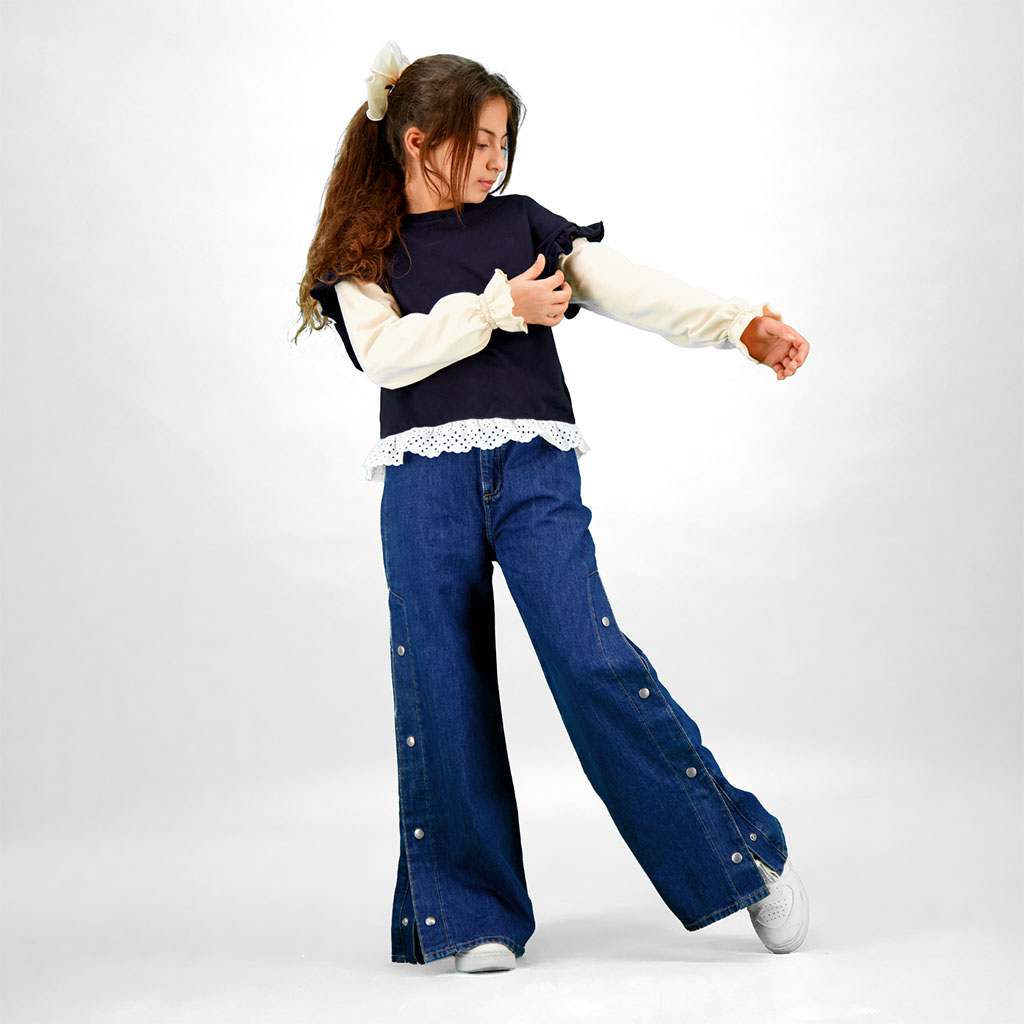 Sweat fille avec volants