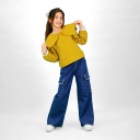 Sweat fille col noeud avec volants