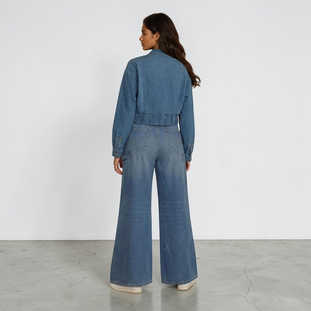 Cropped chemise western femme en jeans - SHERAZADE