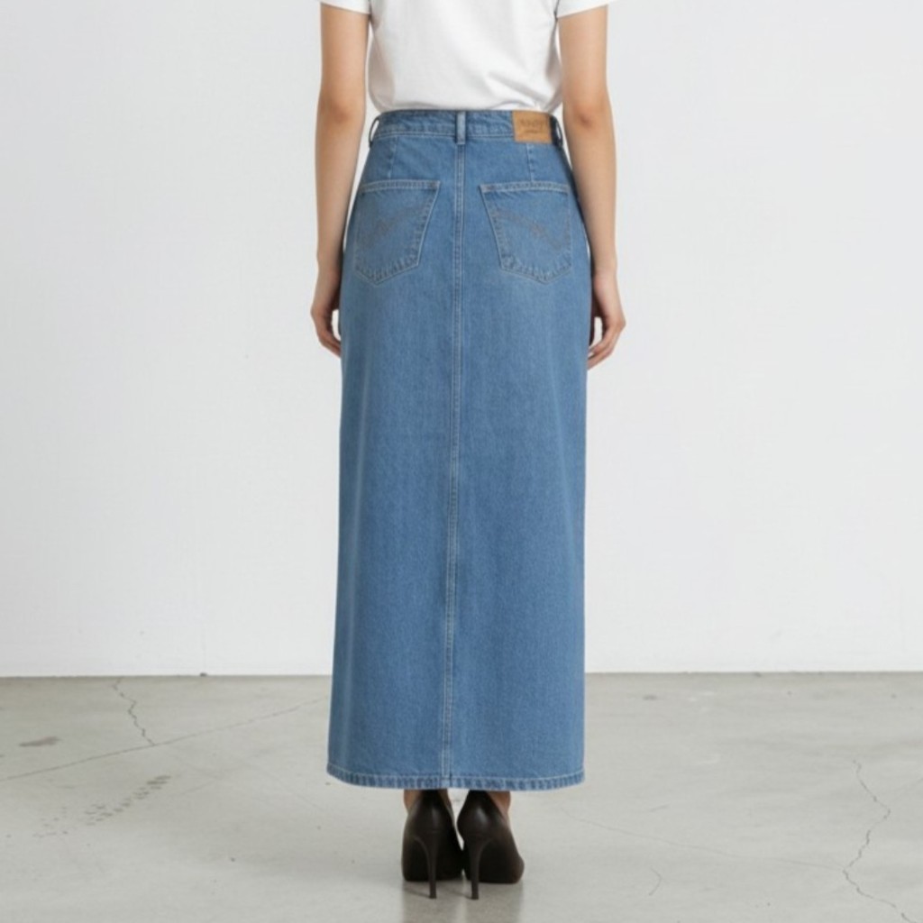 Jupe maxi femme boutonnée en jeans-MAYAR