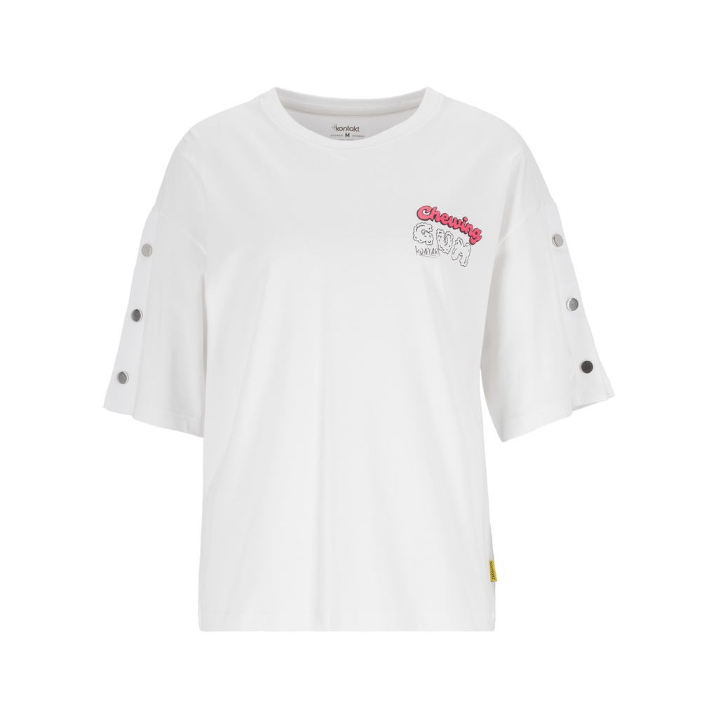 T-shirt femme sur taille avec boutons pression  CHEWING GUM