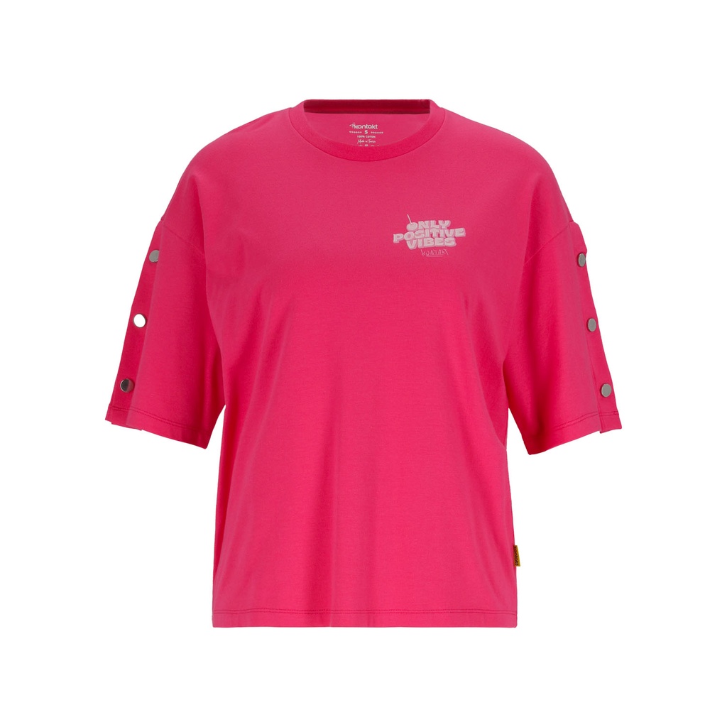 T-shirt femme sur taille avec boutons pression ONLY POSITIVE VIBES