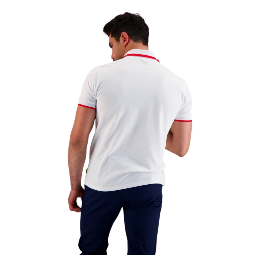 Polo homme manches courtes avec broderie et patte contrasté