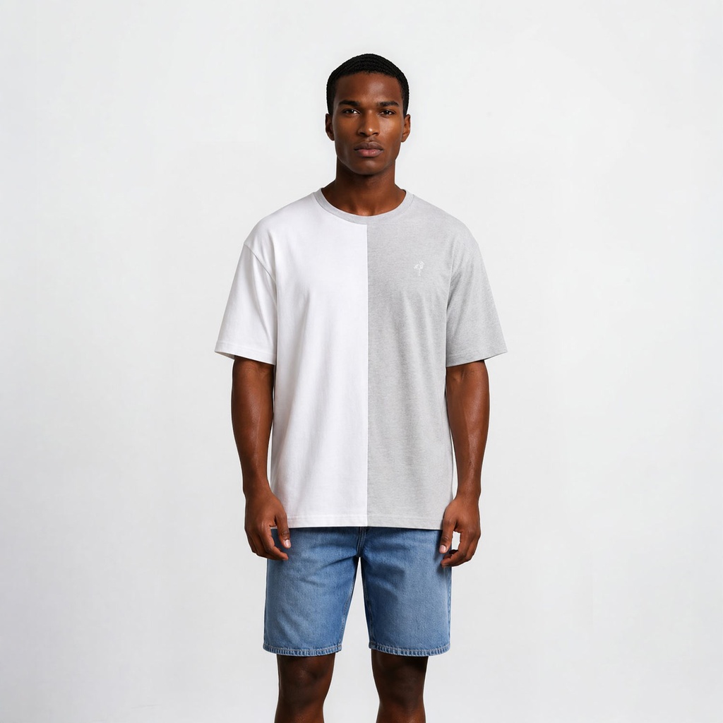 T-shirt oversized  homme manches  courtes bi-couleurs Alo ألو ياشبابي وينك