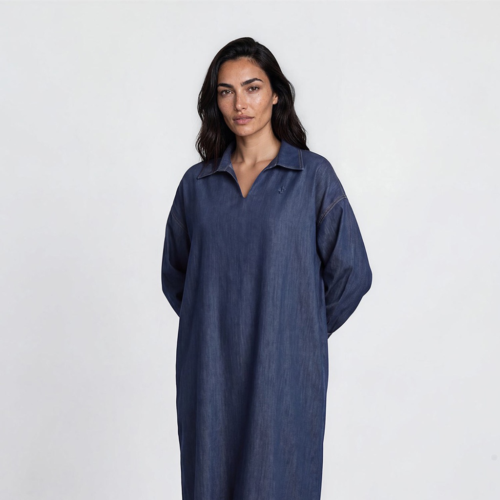 Robe jebba femme avec broderie en jeans