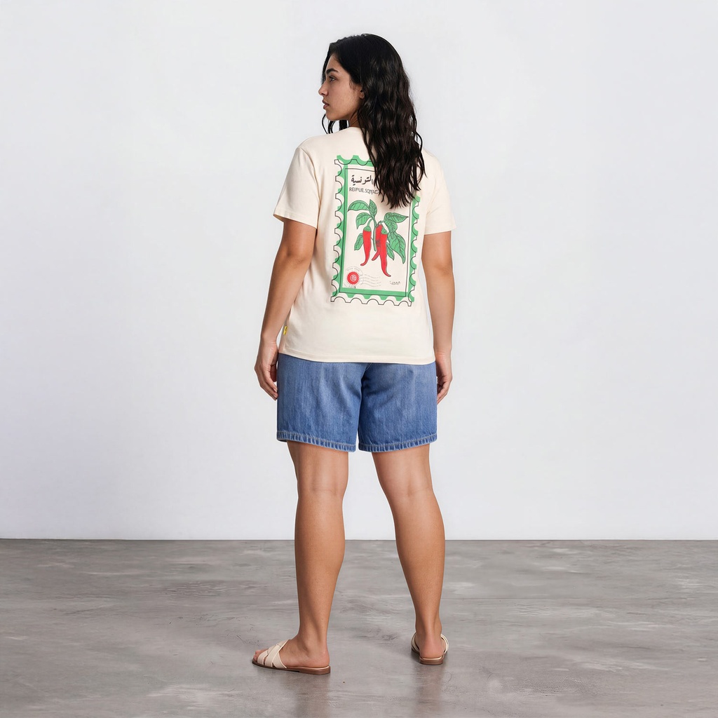 T-shirt femme manches courtes الجمهورية التونسية