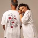 T-shirt unisexe oversized manches courtes الوجوه هي هي