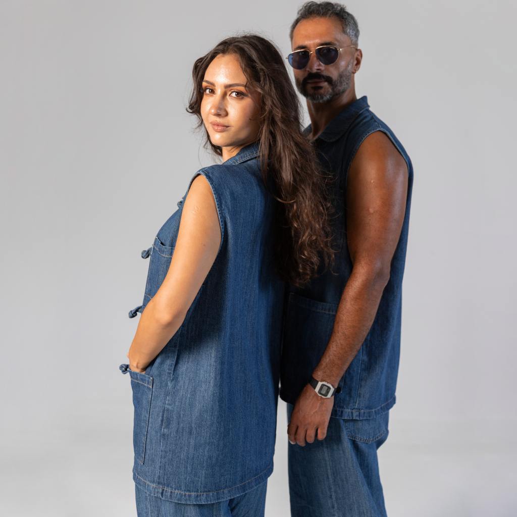 Dengri unisexe sans manche unisexe en lin