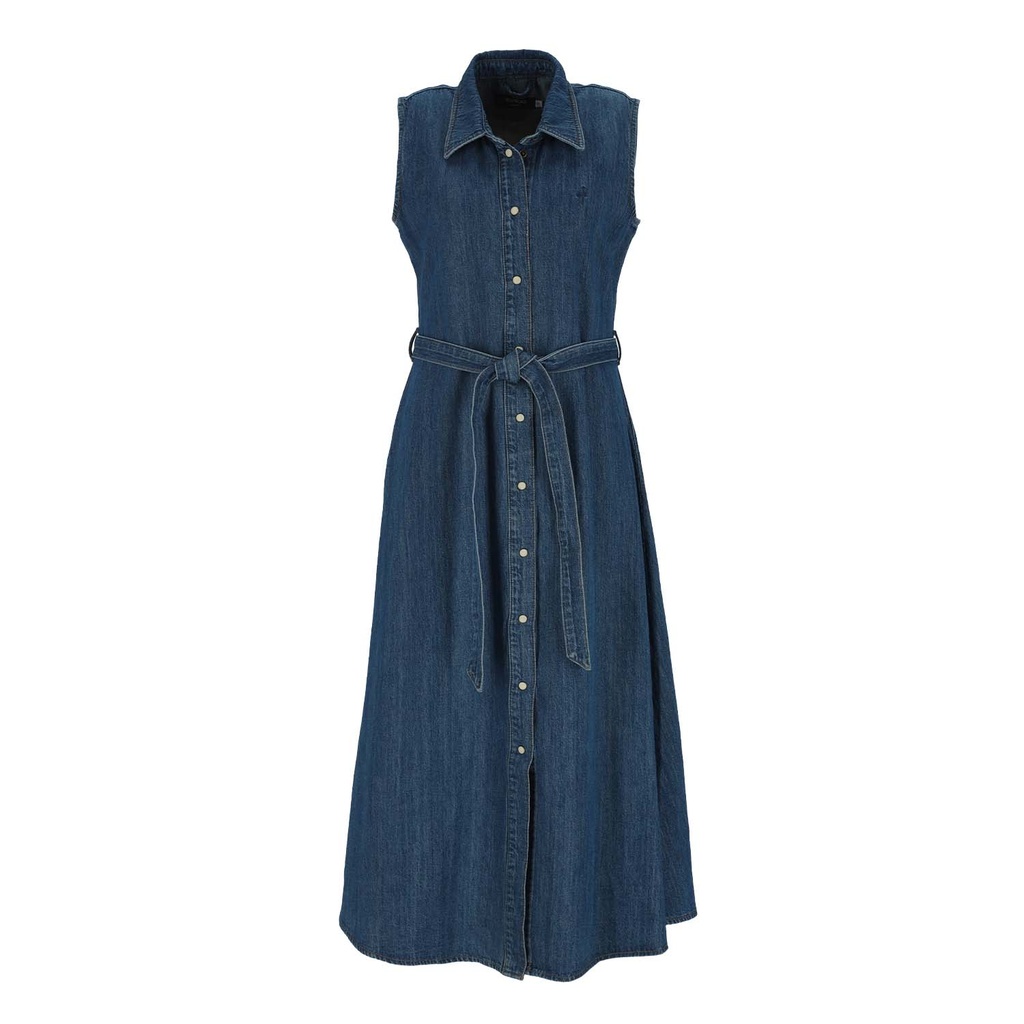 Robe chemise femme sans manche en lin