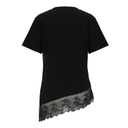 T-shirt asymétrique femmme avec dentelle manches courtes