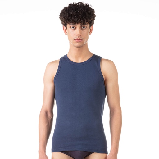 [05-010-19-021-K219-L] Singlet homme en coton pur (Bleu   Marine, L)