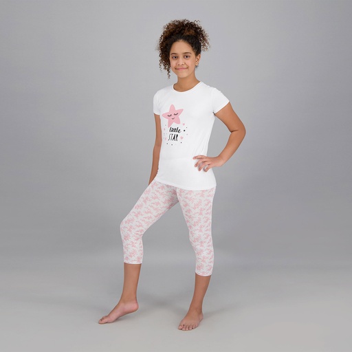 [05-010-16-060-K193-10A] Ensemble fille t-shirt little star et legging capris (10A)